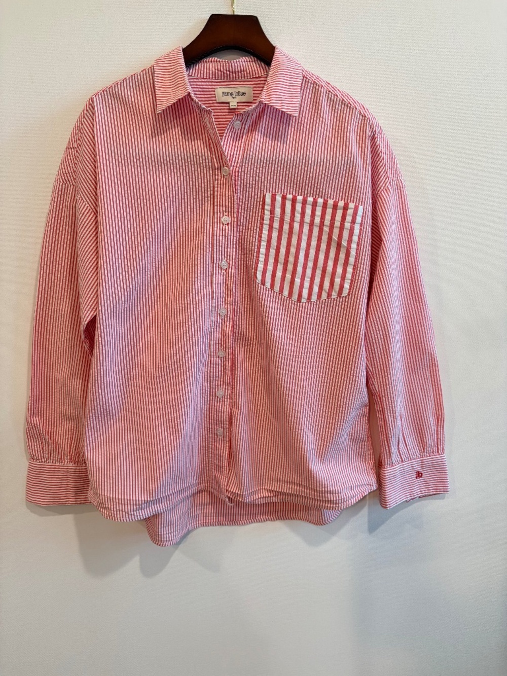 Jane Blue Paris Red White Stripe Organic Cotton Button Down Shirt EU 36